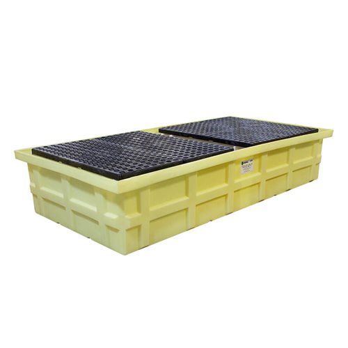 Double IBC Tote Low-Top Spill Pallet, Yellow