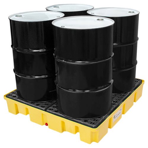 4 Drum Slim-Line Poly Spill Pallet, Yellow