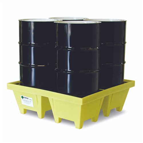 4 Drum Poly Spill Pallet XL, Yellow