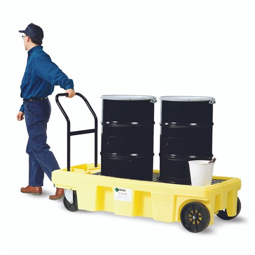 2 Drum Poly Spill Cart, Yellow
