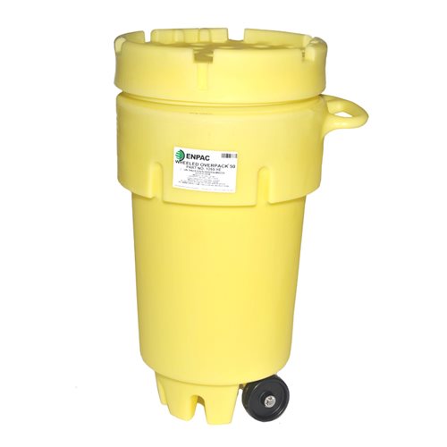 50 Gallon Wheeled Poly-Overpack Salvage Drum, Yellow