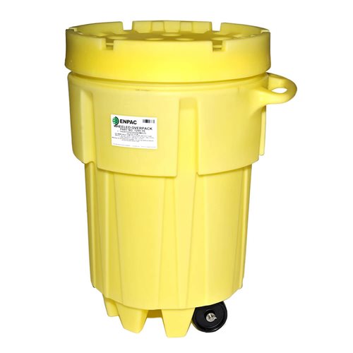 95 Gallon Wheeled Poly-Overpack Salvage Drum, Yellow