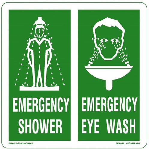250×250 Emergency Eye Wash and or Shower Sign – Poly ESS520