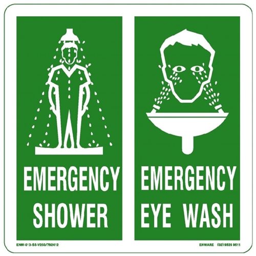 250×250mm Emergency Shower and Eye Wash Sign – Metal ESS507