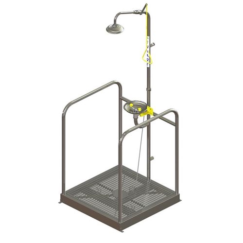 Free Standing Hand Operated Deluge Shower & Platform Operated Eye Wash